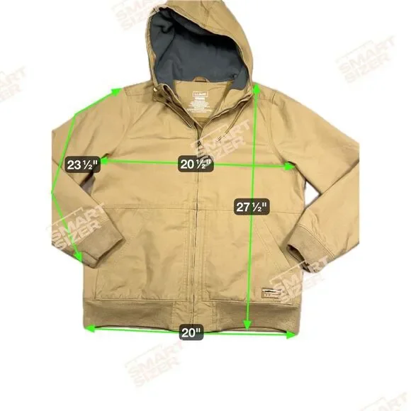 LL Bean Khaki Workwear Jacket with quilted lining Unisex Mens Small Wmns Medium